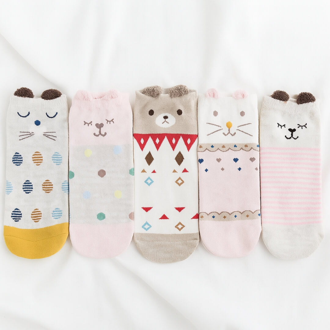 5 paires de chaussettes coeur Love et Nounours