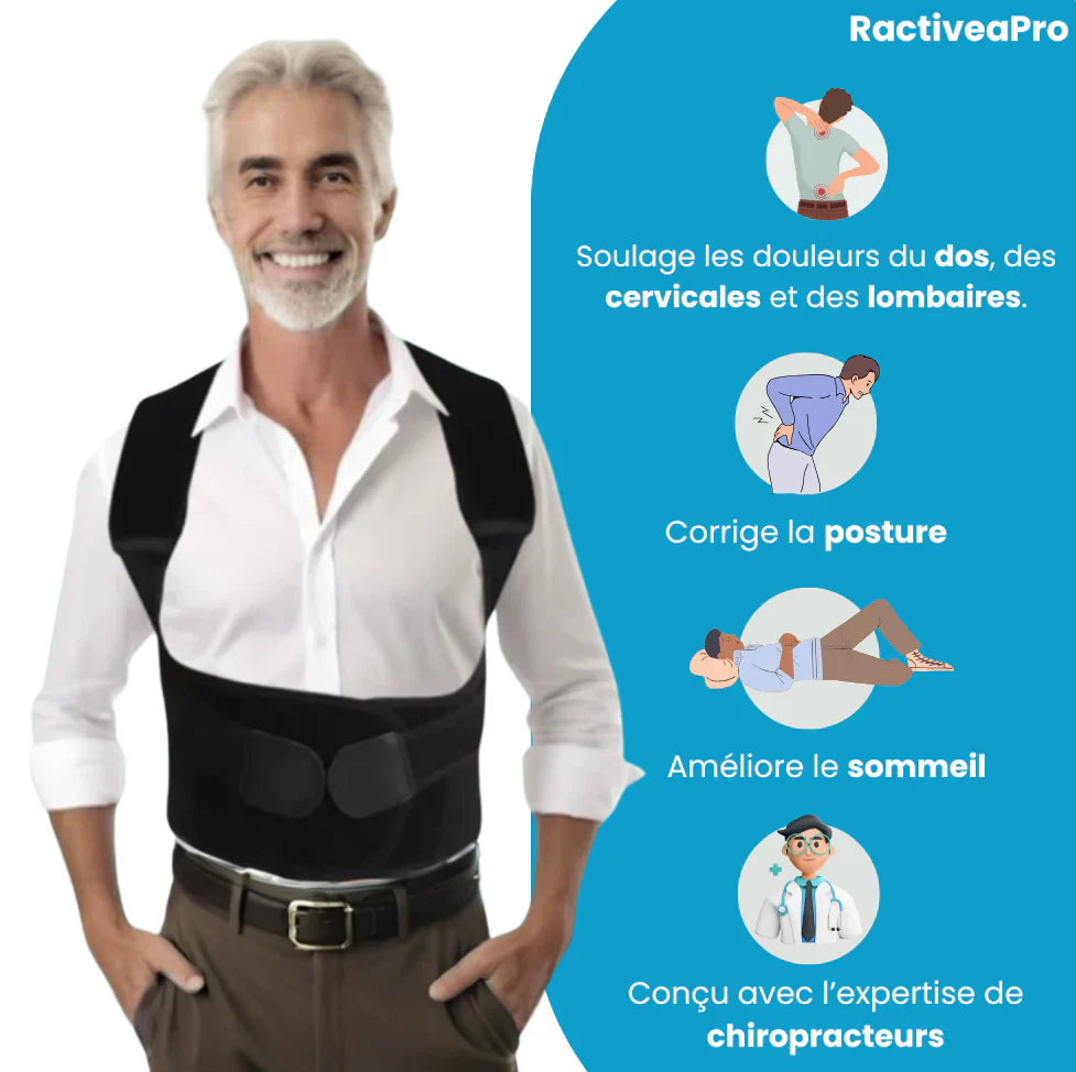 PostureLine™ – Correcteur de posture efficace en 10 jours, ajustable avec soutien dorsal et lombaire